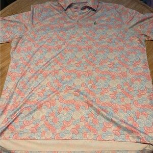 johnnie-O Citrus Pattern Polo Shirt - Red and Blue